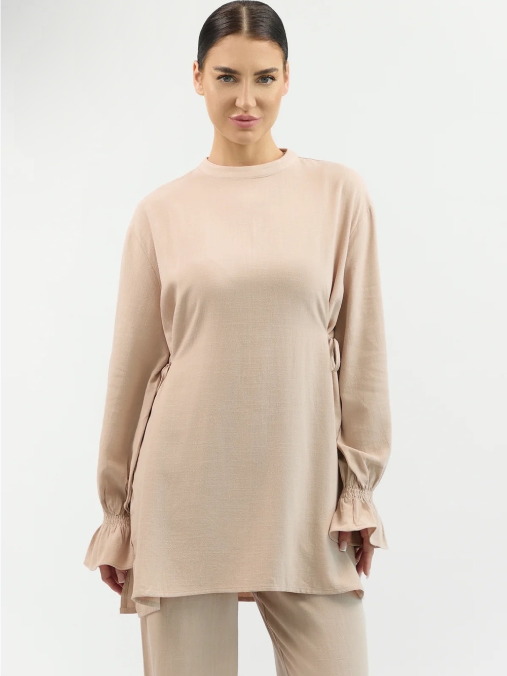 Fares BOW DETAIL LINEN BLEND TOP